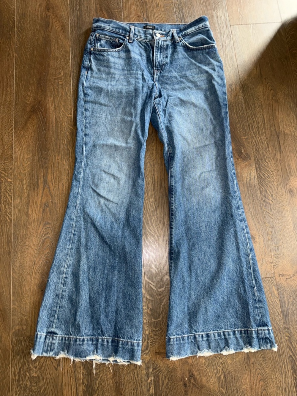 Express Medium Blue Wide-Leg Flare Jeans